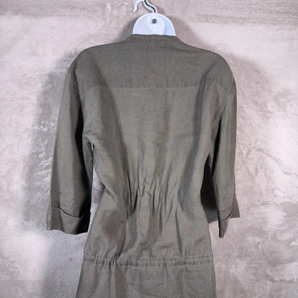 JAMES PERSE Shirt Dress Womens Size‎ 2 Brown Linen Button Front Tie Waist